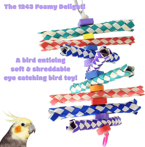 Bonka Bird Toys 1243 Colorful Foamy Delight Shredding Parrot Parrotlet Quaker Cockatoo Budgie