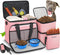 6 Set Dog Travel Bag, Large Pet Travel Kit with 2 Food Containers, 1 Organizer, 2 Collapsible Bowls, Pink Dog Mom Gifts