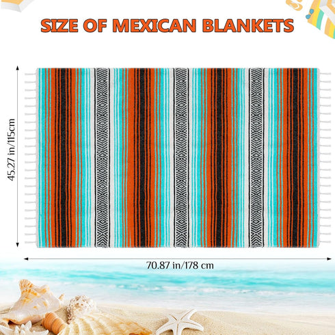 Oudain Mexican Blankets and Throws 45 x 70 Inch, Cotton Outdoor Camping Woven Serape Yoga Blanket