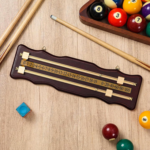 2 Lewtemi Wooden Billiard Game Scorer Track Wall-Mounted Snooker Billiard Score Board Shuffleboard Scoreboard Classic
