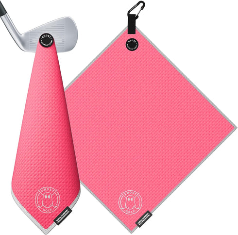 Ghost Golf Magnetic Towel (Greenside) - Ultra-Absorbent Microfiber Towel with Magnet (Hot Pink)