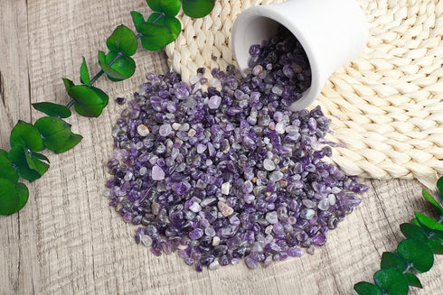 1 lb Amethyst Crystal Chips Bulk Fish Tank Decorations Aquarium Rocks Gravel Vase Filler Stones Crystals for Candle Making Witch Kit Gravel for Plants Quartz Sand Gemstone Terrarium Supplies