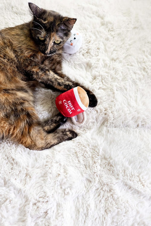 Pearhead Hot Cocoa Christmas Cat Toy Set, Holiday Gift, Set of 2 Plush Rattle Toys