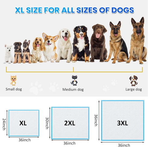 6 36"x24" 50 Counts Boscute Thicken Layers Heavy Absorbent XL Pet Training Dog Pee Pads, Extra Large Polymer Leak-Proof