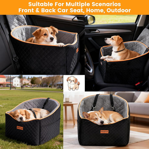 35lbs, 2 Dog Booster Car Seat for Small & Medium Dogs Up to Dog Car Seat with Height Cushion, Portable Travel Bed