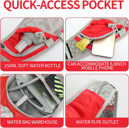 Hydration Pack Backpack, Lightweight Water Backpack with 2L Leakproof Hydration Bladder for Running