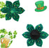 Elegant little tail St. Patrick's Day Dog Collar with Flower, Green Clover Adjustable Collar for X-Large Dogs