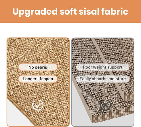 31.5 14 Inch Ordora Large Cat Scratcher Mat: X Upgrade Soft Sisal Horizontal Cat Floor Scratching Pad, Cat Scratching