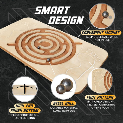 Yes4All 350LBS Professional Wooden Balance Board, Anti-Slip Wobble Board for Leg Workout