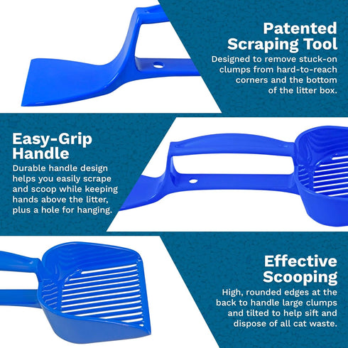 SCRAPE 'N' SCOOP Cat Litter Clump Remover with Sifter, 2 in 1 Litter Box Scooper & Scraper Tool