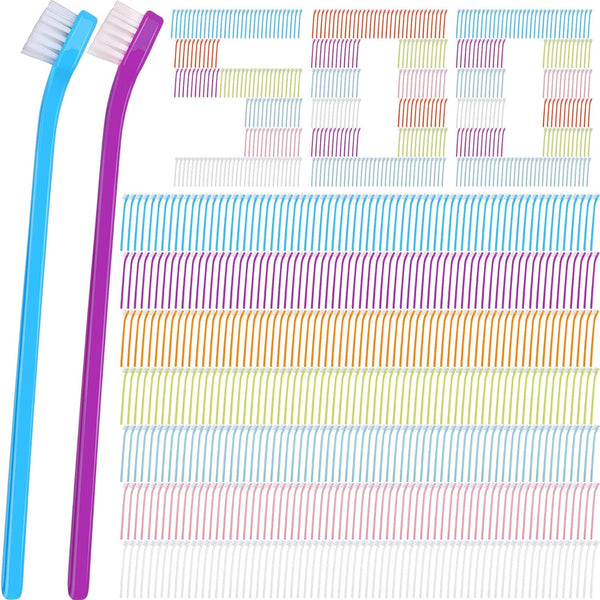 Tioncy 100 Pcs Small Dog Toothbrush Bulk Pack Long Handle Pet Toothbrushes