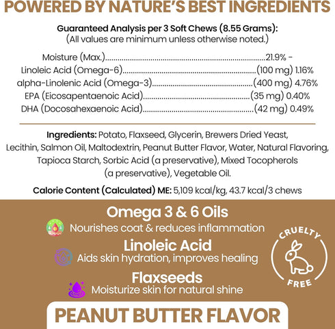 3 180 3 6 9 Omega Fish Oil for Dogs, Soft Chews - Salmon Oil Skin & Coat Supplement, Allergy & Itchy Skin Relief, Hot