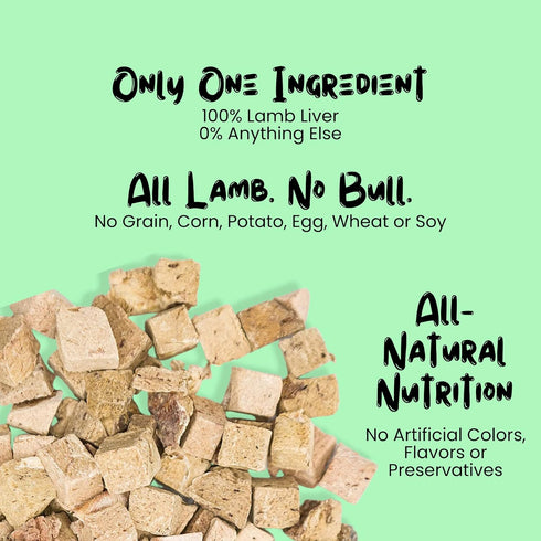 Freeze Dried Lamb Liver Treats for Cats & Dogs, Single Ingredient, Grain-Free, Made in USA