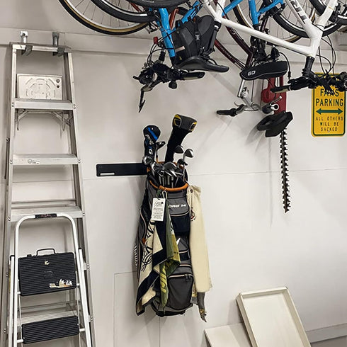 Golf Bag Wall Mount Rack - Durable Storage Organizer for Garage Wall, Hangers, Expand Storage Space