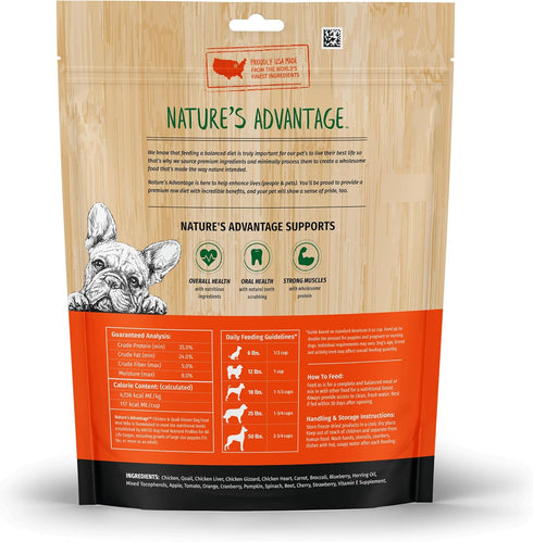 14 oz (Pack 2) Nature's Advantage Freeze-Dried Raw Chicken & Quail Dinner Dog Food Mini Nibs, | Grain Free, High