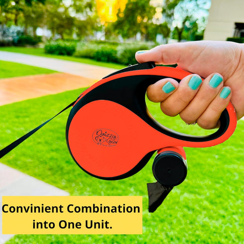 Dog Leash - Retractable Leash for Pets, 16FT Extendable Leash with Removable Poop Bag Dispenser (RED, MEDIUM)