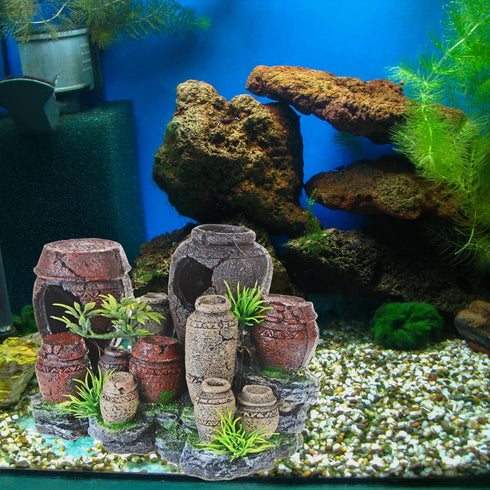 Saim Aquarium Decorations, Artificial Antique Barrels Crafts for Fish Tank Ornament.