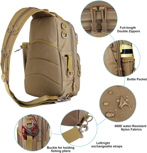 PLUSINNO Water-Resistant Fishing Backpack Tackle Bag with Rod Holder, Ideal Fishing Gifts for Men