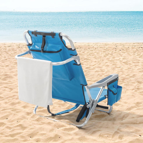 Pinikuyiro 5 Backpack Beach Chair Sling Camping Sunbathing Chairs with Adjustable Position, Head Pillow, Storage Bag