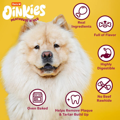Oinkies Meathouse'n'Veg Tender Ribs Dog Treats with Real Chicken, Duck, Veggies & Peanut Butter Flavor, 22 Count