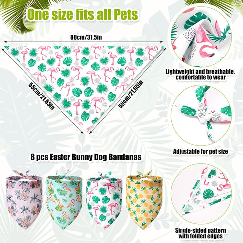 8 Pcs Hawaiian Dog Bandana Party Headbands Set | Cute Puppy Bibs for Small & Large Dogs, Tropical Party Accessories
