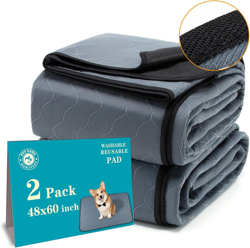 Bunlitent Washable Pee Pads for Dogs 48x60, 2 Pack, Extra Large Reusable