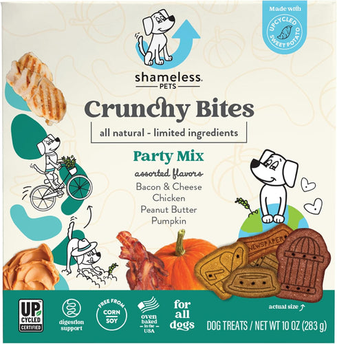 Shameless Pets Crunchy Dog Treats, Party Mix Variety Flavors, 10oz
