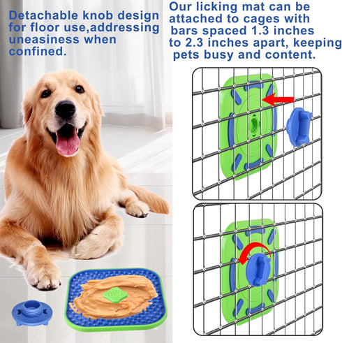 Interactive Licking Mat for Dog Crate,Feeder Pad, Boredom&Anxiety Relief, Peanut Butter & Yogurt Lick Plate, Safe Soft Treat Dog Training Gift with Silicone Spatula&Brush (Mixed 3 Pcs Pack)