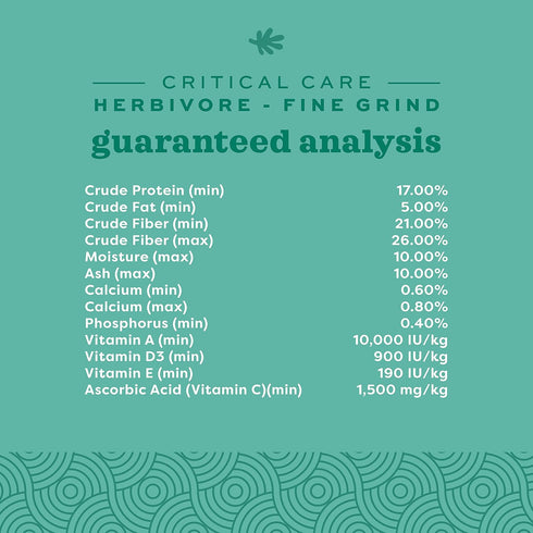 Critical Care Herbivore, Fine Grind, Emergency Rabbit & Guinea Pig Food, 100 gram bag by Oxbow