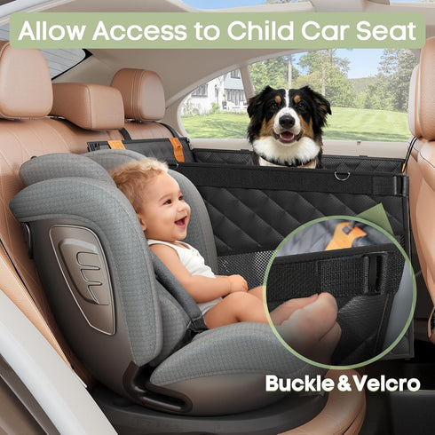 3 Dog Car Seat for Large Medium Dogs, Back Seat Extender for Pets with Hard Bottom, Strong Support Waterproof Dog Seat