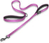 Reflective Nylon Dog Leash, 4 Feet with Padded Double Handles for Extra Small - Small Dogs (SMALL - 5/8" Width, PURPLE)