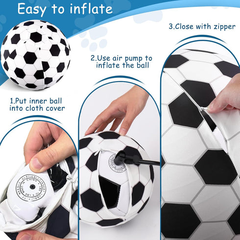 Juome Herding Ball for Dogs, 8" Dog Herding Balls with Soccer Cloth Cover and Hand Pump for Small & Medium Dogs