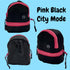 LLC Dog Backpack, Cat Backpack, Small Carrier | Clip on Harness or Leash, Fun Pet Treat Holder, Toy Bag, or Waste Dispenser | OG Neon Series Color (Pink Black City Mode)