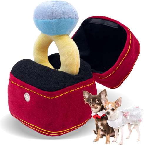 Valentines Dog Wedding Toy Engagement Plush Ring Box for Dog Birthday Gifts,