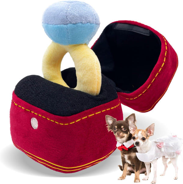 Valentines Dog Wedding Toy Engagement Plush Ring Box for Dog Birthday Gifts,