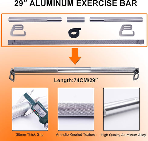 J Bryant Fitness Resistance Band Exercise Bar – Large Hook Heavy Duty Bar for Workouts