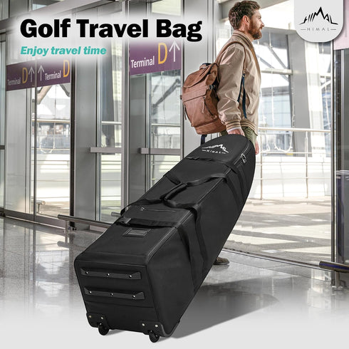 Himal Outdoors Soft-Sided Golf Travel Bag with Wheels - Heavy Duty 600D Polyester Oxford, Universal Size