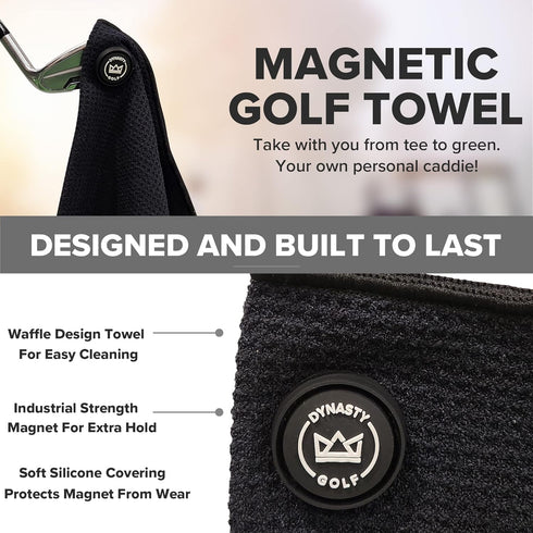 Magnetic Golf Towel for Bags - Microfiber Waffle Golf Towels for Men & Women with Magnet (Blue)