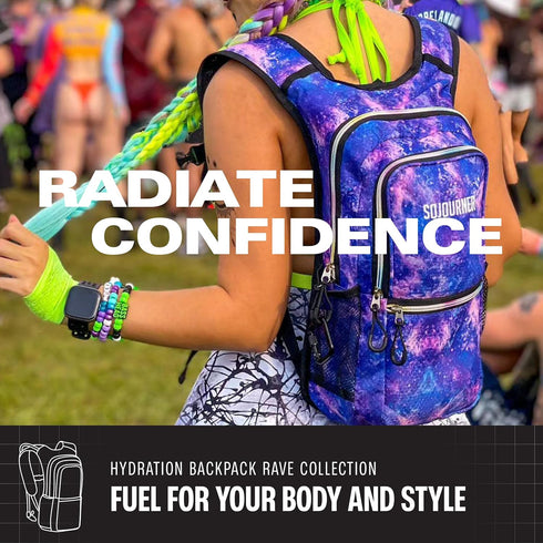 Sojourner Hydration Pack - Water Backpack with 2L Hydration Bladder for Hiking and Festivals