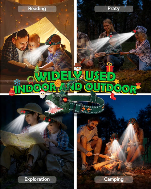 Niovexium 3 4 5 6 7 8 9 LED Dinosaur Headlamp for Kids, Children's Toy Flashlight T-Rex Dinosaur Toys for Age Years Old