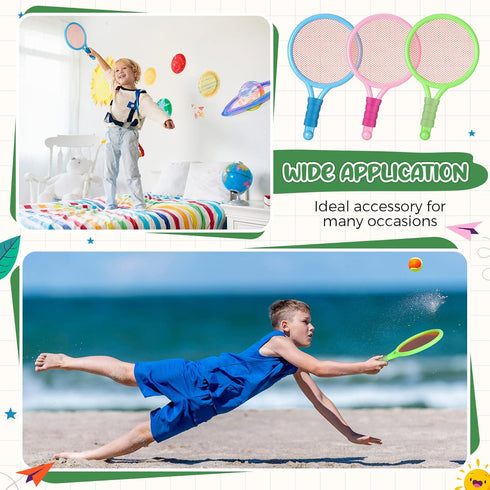 Wettarn 8 Pcs Plastic Kids Tennis Racket Set with 4 Tennis Balls and 4 Shuttlecocks for Outdoor Sports Gifts