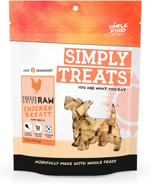 Simple Food Project The Freeze Dried Raw Dog Treats Grain Free, All Natural, with Just 1 Ingredient Chicken Breast for Dogs Use As Training Treats for Puppies, Small, Medium, Or Large Dogs