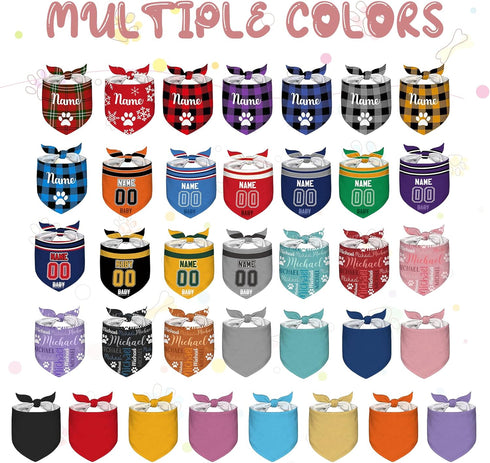 Rmaphy Design1 Personalized Dog Bandana Custom Neckwear Name Dog Scarf Triangle Bibs Kerchief for Medium Large Dogs