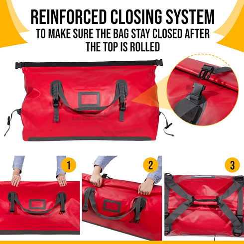 LEGEND Heavy Duty Waterproof Travel Bag, 40L Duffel Bag for Camping, Gym, Outdoor Trips, Watertight PVC