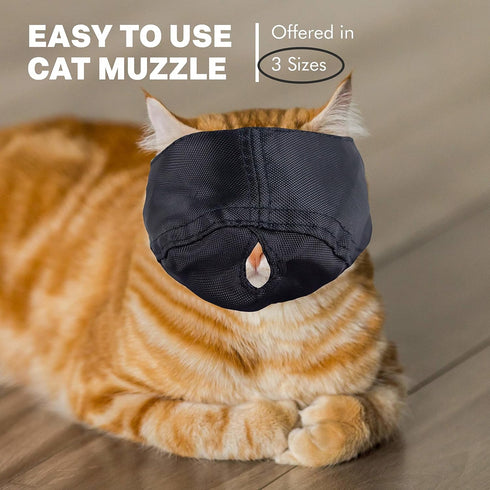 Downtown Pet Supply Cat Muzzle, BLACK, Size Choice or 3 Pack (SMALL, MEDIUM, LARGE)