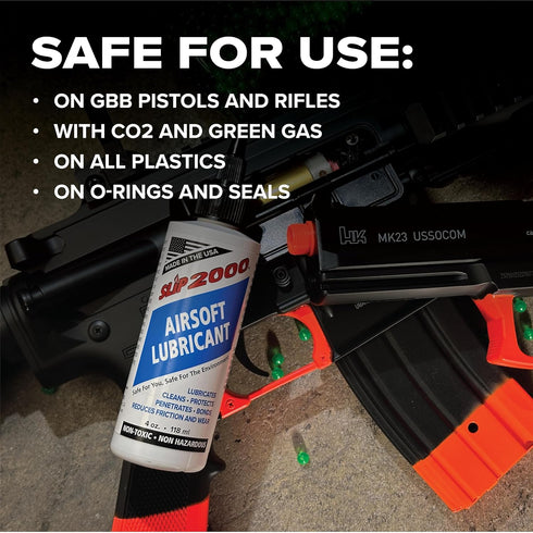 2000 Pack, 100% 1 oz. 4 oz. Slip Airsoft Lubricant Buddy Pure Synthetic, Reduces Friction and Wear, and Bottles, Metal