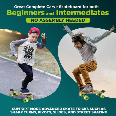 Hurtle Standard Mini Cruiser Skateboard - 6'' PP Deck, Complete Double Kick Board with LED Light Wheels