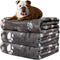 3 Pack Blankets for Dogs, Super Soft Fluffy Fleece, 30x20 inch Grey Flannel Throw for Dog, Puppy, Cat Paw