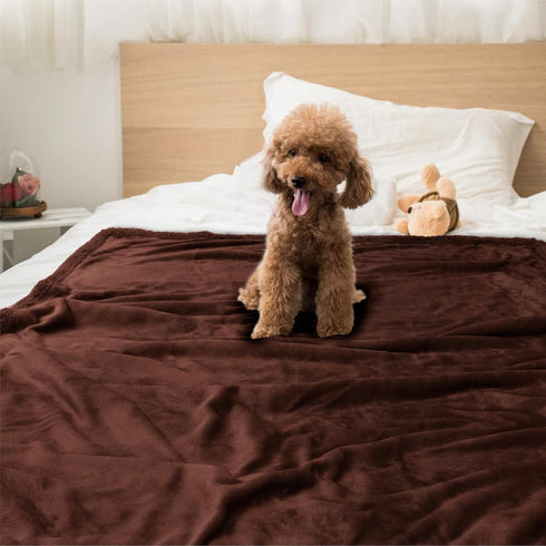 PetAmi XL Waterproof Dog Blanket, Reversible Sherpa Fleece Couch Cover, 80x60 Brown