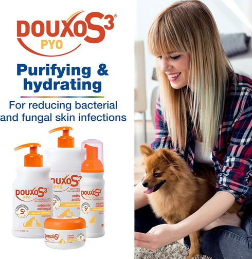 Douxo S3 Pyo Mousse, 3% Chlorhexidine & 0.5% Ophytrium, Antiseptic & Hydrating for Bacterial or Yeast Skin Infections,